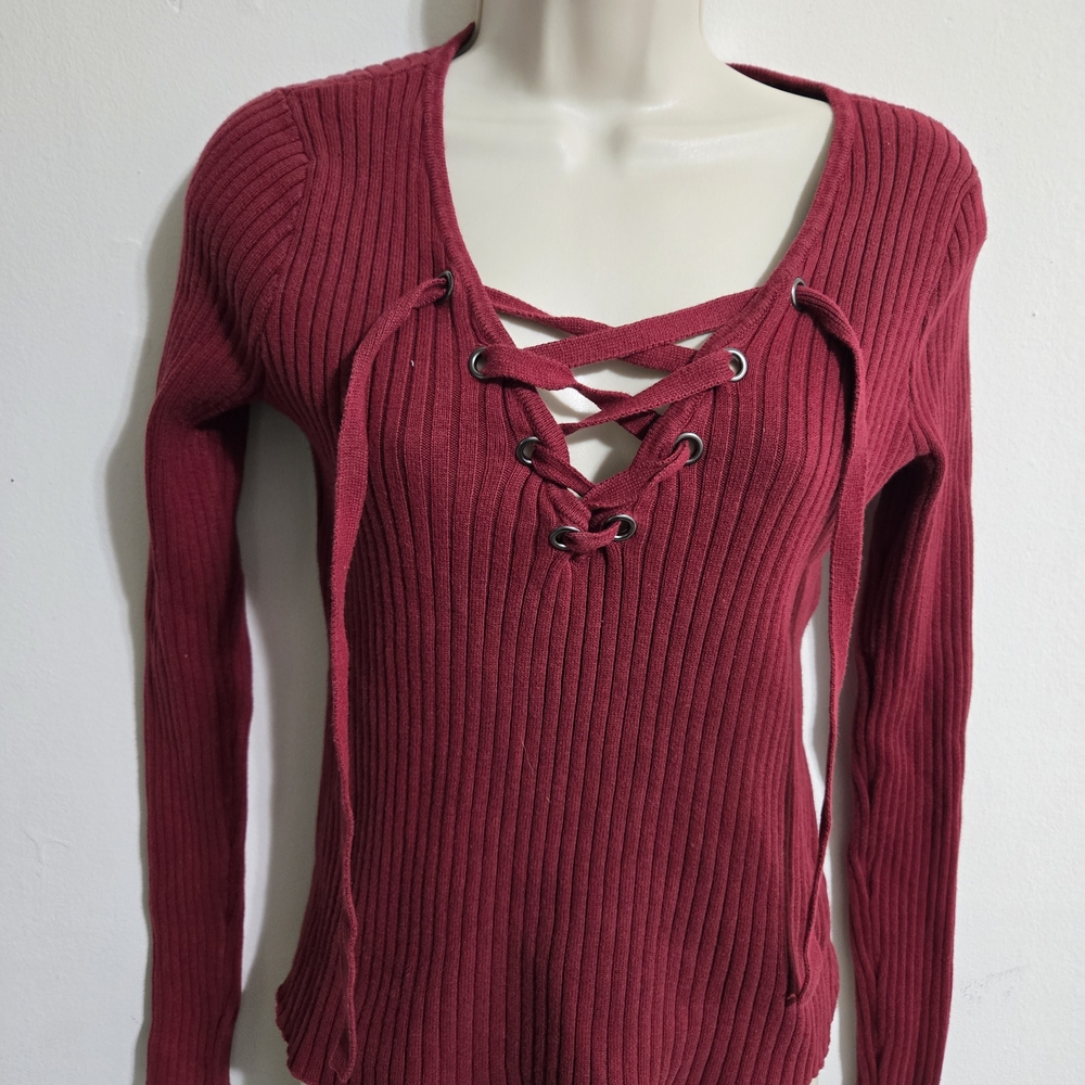 Hollister Ribbed Lace-Up Sweater